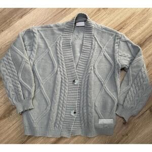 Taylor Swift Cardigan XS/SM Tortured Poets Department Grey Boxy Cable Knit